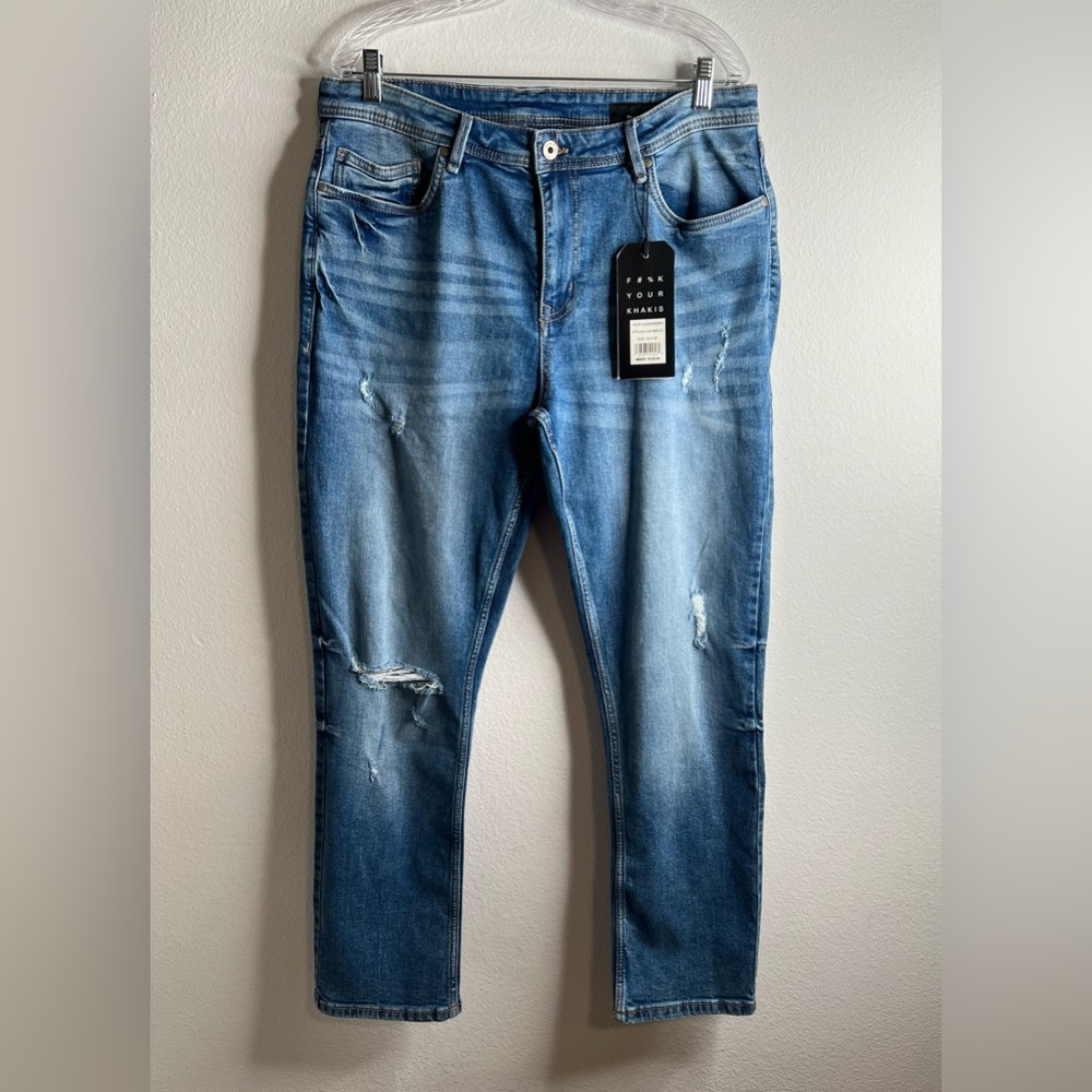 NYC The Perfect Jean Men’s Slim Thick Fit Stream Med Blue SIZES 34 X 30 New